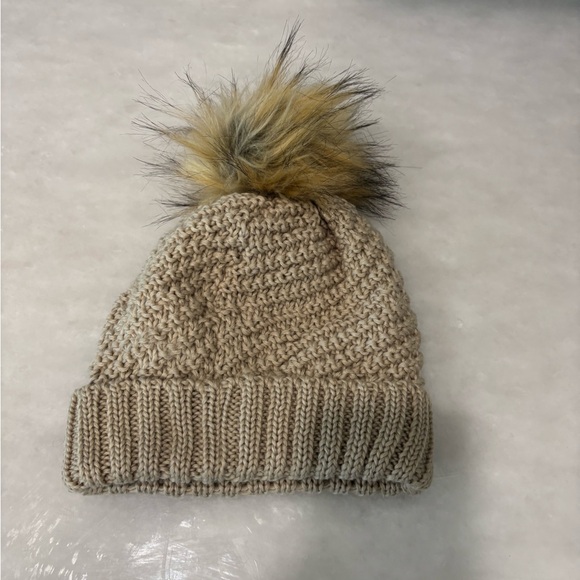 Sweet Turns Beige Knit Beanie with Pom Pom - Picture 2 of 5